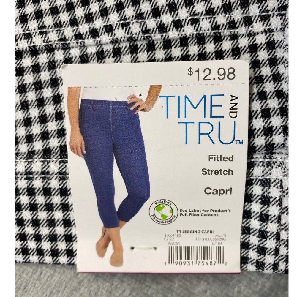 Preppy Twee Dark Academia Jegging Capri Pants Black White XXL NWT Time and Tru